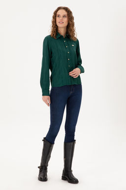 Женская темно-зеленая рубашка с длинным рукавом Неожиданная скидка в корзине - U.s. polo assn фото 4