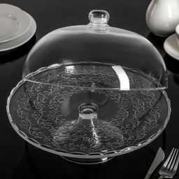 Подставка для торта Magistro «Цветочки», 29×23 см, на ножке, с крышкой-клош, стекло, прозрачная