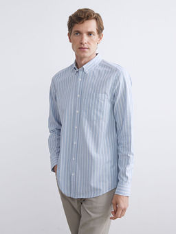 Regular Fit Uzun Kollu ?izgili Erkek G?mlek