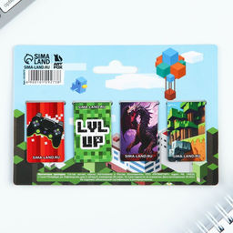 Цена за 2 шт. Закладки магнитные для книг, 4 шт «Пиксели»