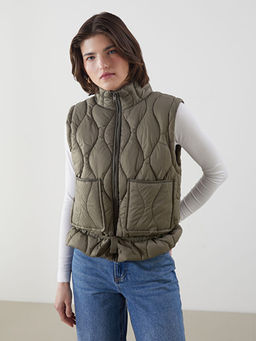 Dik Yaka Kapitone Oversize Kad?n ?i?me Yelek
