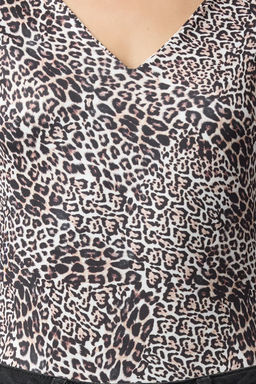 TRENDYOLMILLA Cok Renkli Leopar Bask?l? Fitted/Vucuda Oturan V Yaka C?tc?tl? Esnek Orme Body TWOAW25BD00028  фото 3