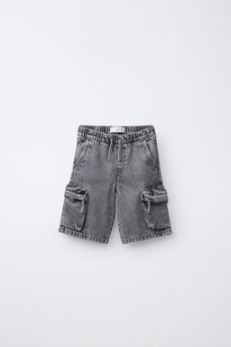 BERMUDA DENIM CARGO URBAN / Gris medio