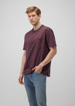 Cep Detayl? Bordo Basic Tisort - Mavi фото 2