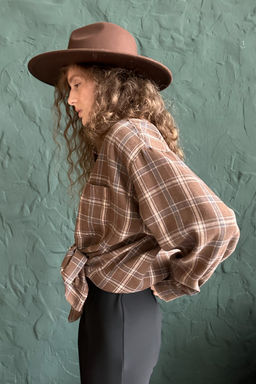 Рубашка женская HUG077/13/Коричневый, бежевый