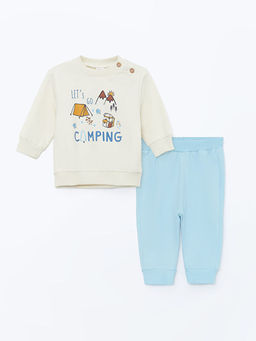 Bisiklet Yaka Erkek Bebek Sweatshirt ve Pantolon 2li Tak?m