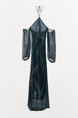 HALTER NECK DRESS WITH METALLIC THREAD AND BEADS - Zara фото 3
