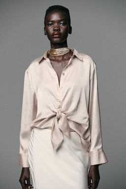 SATIN SHIRT WITH KNOT - Zara фото 2