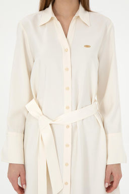 Женское кремовое тканое платье Неожиданная скидка в корзине - U.s. polo assn фото 5