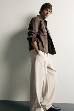 PANTAL?N RELAXED FIT PLIEGUES CINTUR?N / Gris claro - Zara фото 6