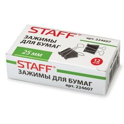Цена за 2 шт.Зажимы для бумаг 25мм черные "STAFF" (224607) комплект 12шт.