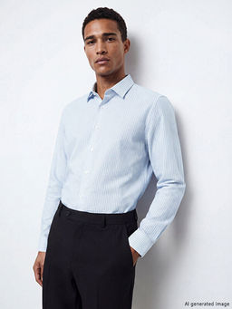 Slim Fit ?izgili Gabardin Erkek G?mlek