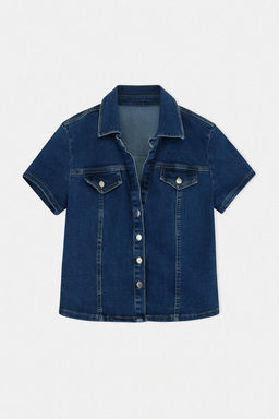 Koyu Mavi Cep Detayl? Fitted Denim Gomlek TWOSS26GO00023 - Trendyolmilla фото 5