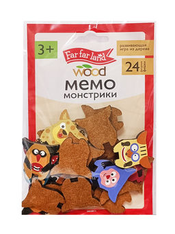 Игра "МЕМО. Монстрики" 24 деревянные фишки, в пакете (05190) "Десятое королевство"