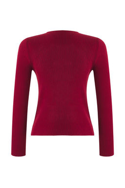 Bordo Premium/Ozel Iplikli Fitted/Vucuda Oturan Aksesuar Detayl? Triko H?rka TWOAW26HI00201