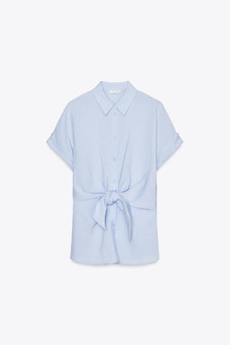 SHORT SLEEVE SHIRT WITH KNOT - Zara фото 5