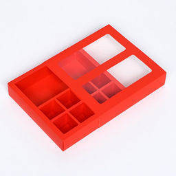 Цена за 2 шт. Коробка для 8 конфет + шоколад, с окном, алая, 17.7×17.7×3.8 см