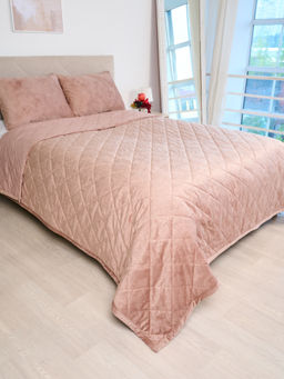 Набор покрывало и чехлы на подушку - Кристалл, цвет пудра 220x240