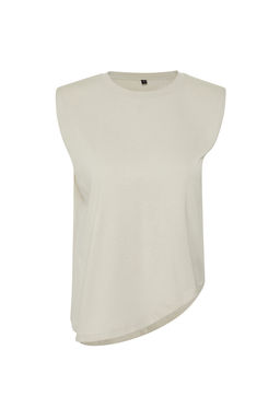 Tas More Sustainable %100 Pamuk Etek Ucu Asimetrik Bisiklet Yaka Orme T-Shirt TWOSS24TS00156