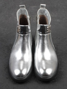 01-B48B-87C GREY/SILVER Ботинки демисезонные женские (натуральная кожа, байка)