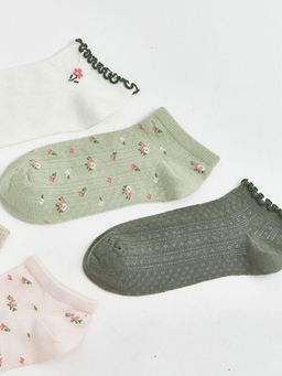 ?i?ekli Kad?n Patik ?orap 5li