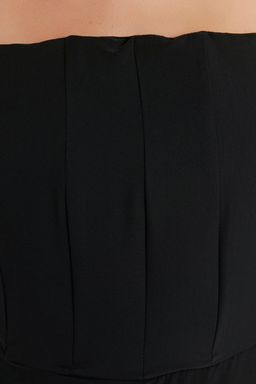 Siyah A-Kesim Balen Detayl? Dokuma K?sa Abiye Gece Mezuniyet Elbisesi TPRSS22EL00065