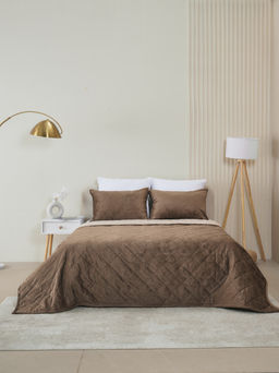 Набор покрывало и чехлы на подушку - Кристалл, цвет коричневый 220x240