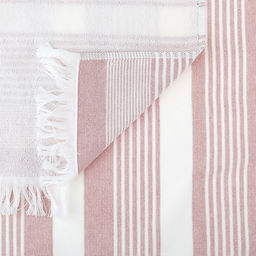 Полотенце махровое "Полосатый рейс" 50х90см, хлопок 100%, с бахромой, розовый (Китай)
