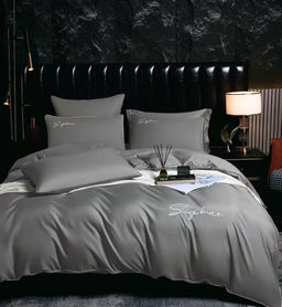 КПБ Candies однотонный с вышивкой на резинке по кругу CANOVR002 Евро