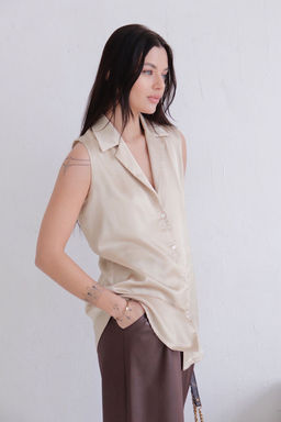 Блуза без рукавов кремовая - Martichelli фото 5