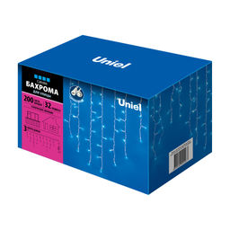 ULD-B3010-200/SWK BLUE IP67 Бахрома светодиодная со статическим свечением, 3м. Соединяемая. 200 светодиодов. Синий свет. Провод белый. TM Uniel. - Volpe фото 10
