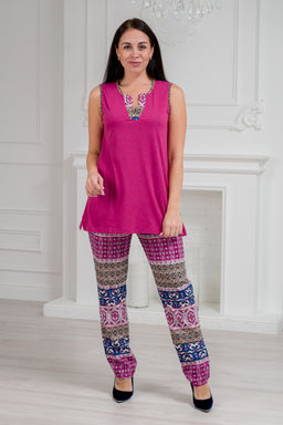 Пижама женская из майки и брюк из кулирки Лисандра бордо - Амадэль фото 7