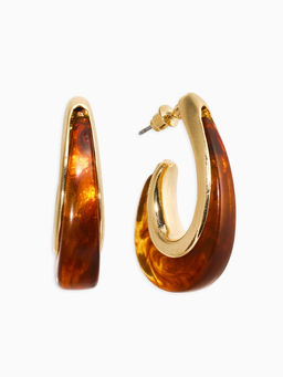 Серьги акрил «Петля», коричневые в золоте