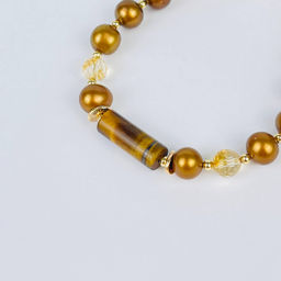 Браслет из Жемчуга тон., Цитрина и Тигрового глаза - Радуга самоцветов фото 3