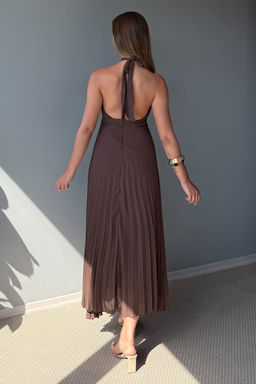 Bordo Piliseli Cut Out Aksesuar Detayl? Sifon Midi Astarl? Elbise TPRSS25EL00327 - Trendyolmilla фото 9