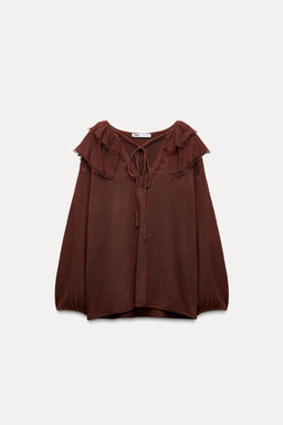 RUFFLED KNIT BLOUSE - Zara фото 5