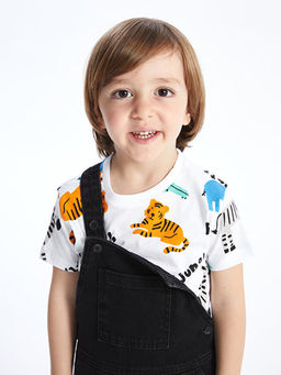 Bisiklet Yaka K?sa Kollu Bask?l? Erkek Bebek Ti??rt