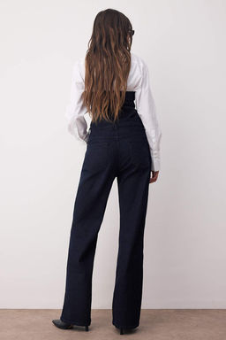 Koyu Mavi Cizgi Detayl? Yuksek Bel Wide Leg Jeans TWOAW26JE00101