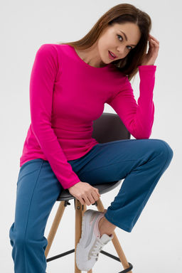 Лонгслив женский из рибаны малина - Амадэль фото 4