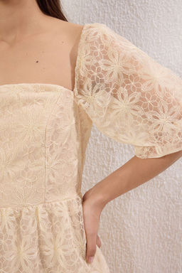 TRENDYOLMILLA Somon A Kesim Cicekli Astarl? Uzun Abiye Elbise TPRSS25AE00038  фото 3