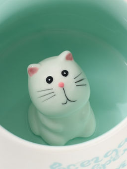 Кружка Доляна «Котик», 360 мл, керамика, белая, бирюзовая