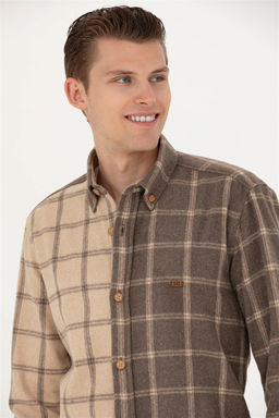 Мужская рубашка светло-хаки с длинным рукавом - U.s. polo assn фото 13