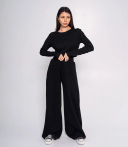 Лонгслив #КТ7281, чёрный