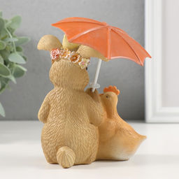 Фигурка полистоун Встреча на Пасху под зонтиком, 11?8.5?12.5 см