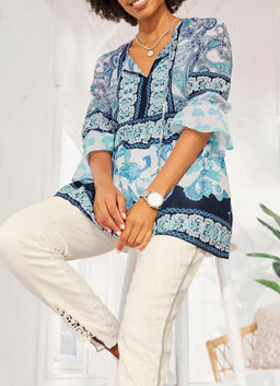 Туника и топ, голубо-синие