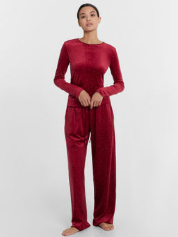 Комплект домашний женский велюровый бордовый