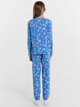 Комплект для девочек (джемпер, брюки) синий с алфавитом - Mark formelle фото 3