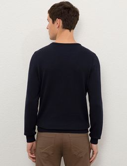U. S. Polo Assn / Мужской темно-синий трикотажный свитер с круглым вырезом - U.s. polo assn фото 3