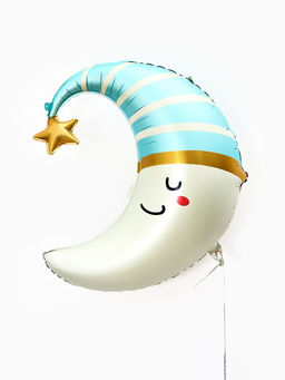 Цена за 2 шт. Воздушный шар фольгированный 28" «Месяц, голубой»
