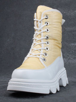 02-FAS99-5Z YELLOW/WHITE Дутики женские (искусственная кожа, плащевая ткань, шерсть)